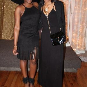 Aqua Faux Suede Fringe Dress